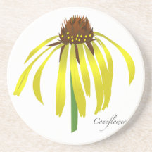 Coaster with yellow coneflower