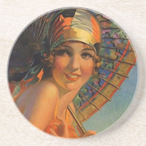 Coasters Vintage Beach Flapper cloche scarf gifts