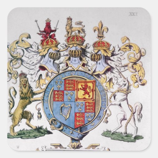 Coat of Arms of King James I of England Square Sticker Zazzle