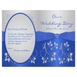 Cobalt Blue and Silver Floral Wedding Program flyers