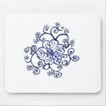 Cobalt Blue Flower Scroll mousepads