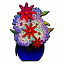 Cobalt Blue Vase with Flowers Cut Outs