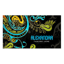 Cobalt Blue & Yellow Abstract Swirls-Template Business Cards