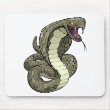 Cobra snake about to strike mouse pads