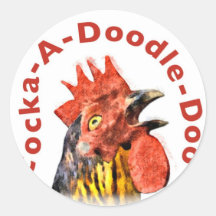 Cock-A-Doodle-Doo Rooster Round Stickers