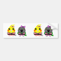 Cockatiel and Senegal Parrot in Kimonos Bumper Sticker