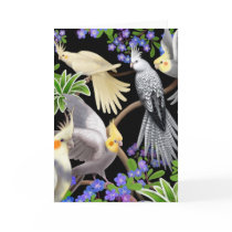Cockatiels and Flowers Card