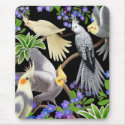 Cockatiels and Flowers Mousepad
