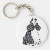 Cocker Spaniel BW Parti Key Chains