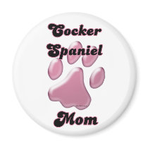 Cocker Spaniel Mum Pink Pawprint  - Magnet