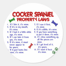 COCKER SPANIEL Property Laws 2 Round Sticker