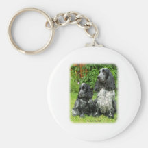 Cocker Spaniel & puppy 9W017D-068 Key Chain