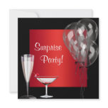 Cocktail Balloons Red Surprise Birthday Party invitations