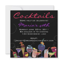 Cocktail Party Happy Birthday Invitation Drink