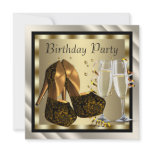 Cocktails Heel Shoes Womans Elegant Birthday Party invitations