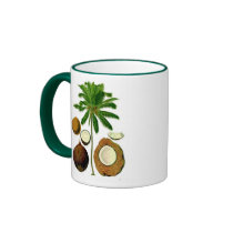 Coconut Tree Botanical Illustration Coffee Mugs