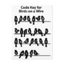 Code Key - Birds on a wire postcards