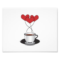 Coffee and Heart Shaped Balloons Art Photo