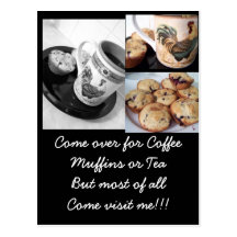 coffee and muffins 2, blueberry muffins, coffee... postcard
