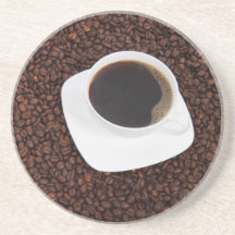 coffee beans and coffee beverage coasters