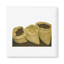 coffee beans in burlap sack