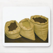 coffee beans in burlap sack