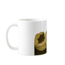 coffee beans in burlap sack coffee mug