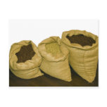 coffee beans in burlap sack postcards