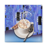 "Coffee Café" by Cheryl Daniels (blue) Fridge Magnet