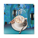 "Coffee Café" by Cheryl Daniels (teal) Refrigerator Magnet