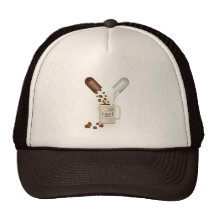COFFEE CAPSULES BEANS MILK VECTOR ICON LOGO PILLS TRUCKER HATS