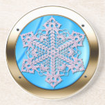 Coffee Coaster Blue Satin, Gold Rim with Doily