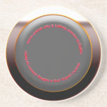 Coffee Coaster Matt Black /Bronze Rim with wording