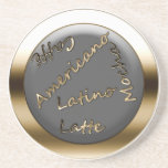 Coffee Coaster Matt Black / Gold Rim