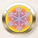 Coffee Coaster Red Yellow, Gold Rim with Doily