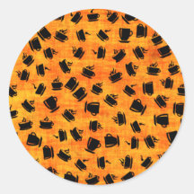 Coffee Cups Collage Round Sticker
