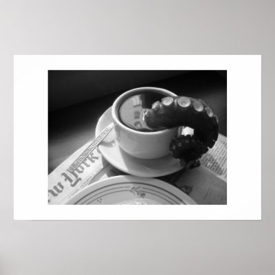 Coffee mug with tentacle poster by yetanotherthing