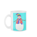 COFFEE MUGS - FROSTED GLASS - CHRISTMAS SNOWMAN