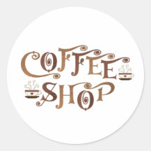 Coffee Shop Round Sticker
