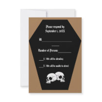 Coffin Ebony (Tan) RSVP Card Custom Invites