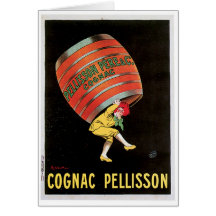 Cognac Pellisson Vintage Wine Drink Ad Art Greeting Cards
