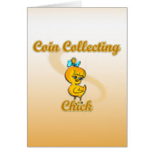 Coin Collecting Chick Greeting Cards