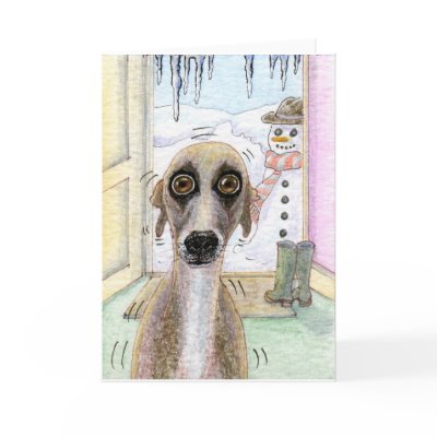 Cold Whippet Christmas card