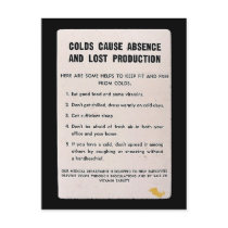 Colds Cause Absence And Lost Production Postcard
