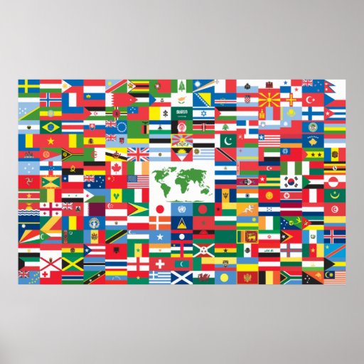 Collage of Country Flags from All Over The World Poster Zazzle