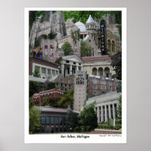 Collage Poster Ann Arbor Michigan 18 x 24