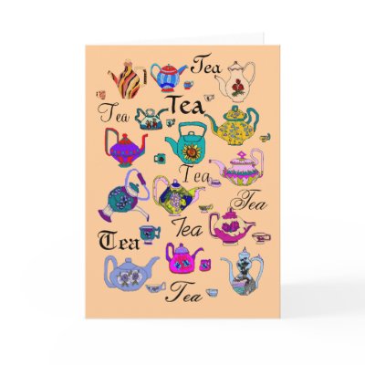Collection of  Vintage Teapots (blank inside) Greeting Card by maydb_7