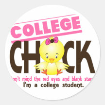 College Chick 2 Round Sticker