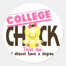 College Chick 3 Round Stickers