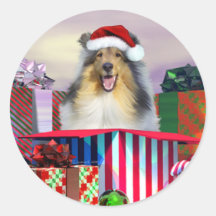 Collie Christmas Surpise Sticker